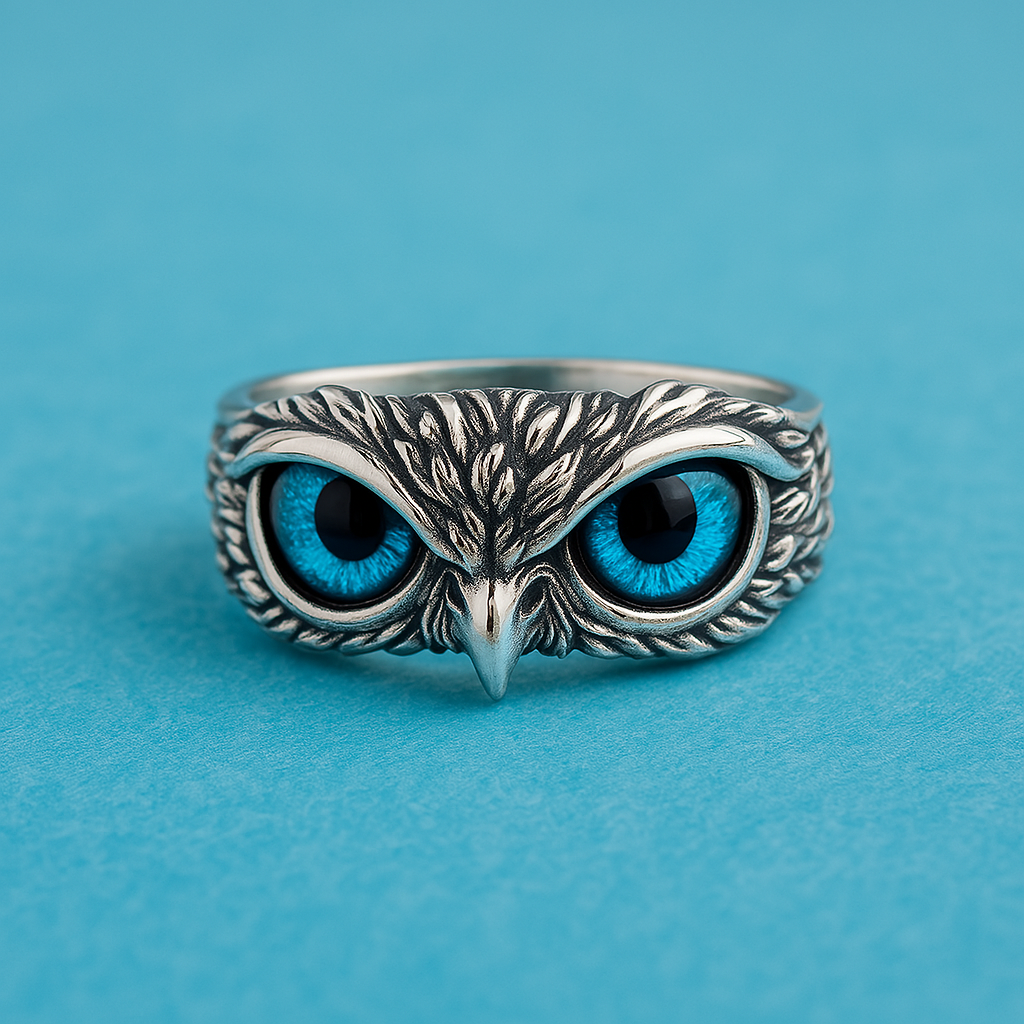 Adjustable Silver and Opal Lucky Owl Ring