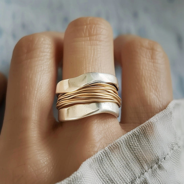 Woven Gold and Silver Ring