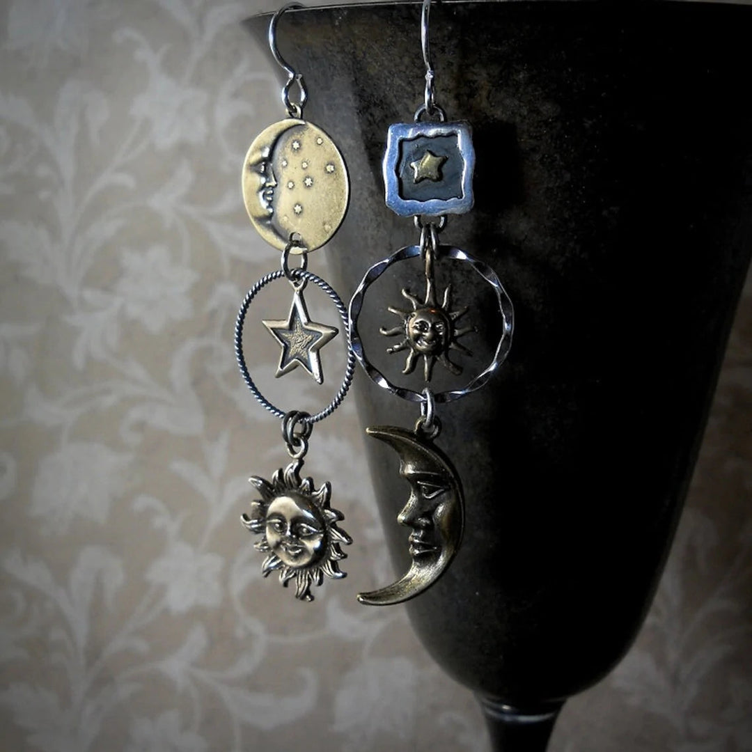Sun and Moon Earrings Pendant