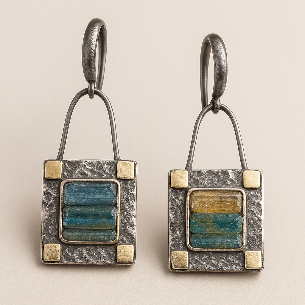 Green and Blue Crystal Earrings