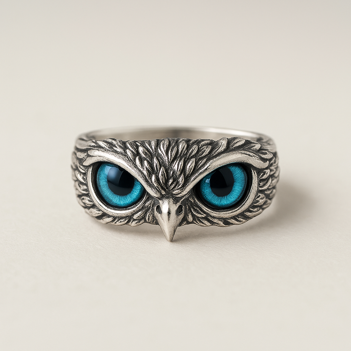 Adjustable Silver and Opal Lucky Owl Ring