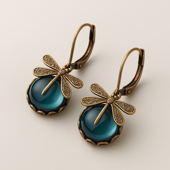Antique Gold Dragonfly Earrings