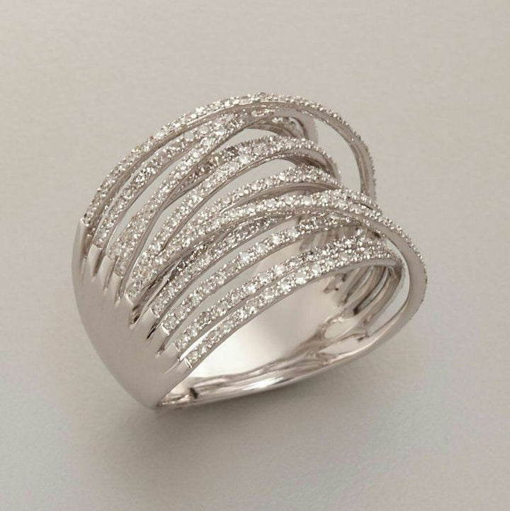 Vintage Layered Silver Ring with Zirconia