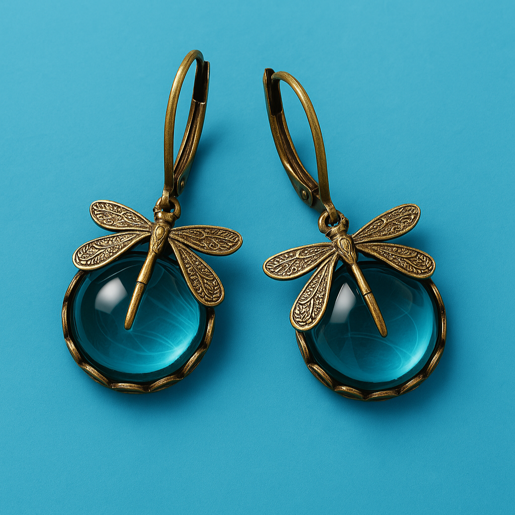 Antique Gold Dragonfly Earrings