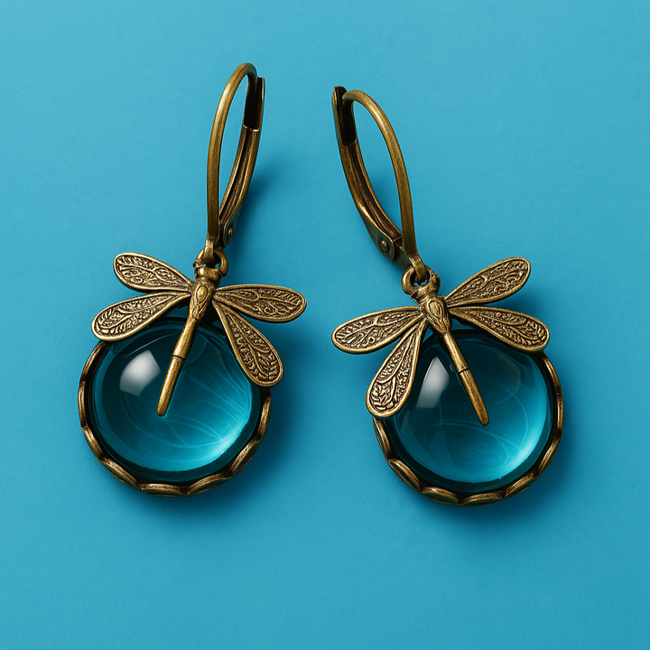 Antique Gold Dragonfly Earrings