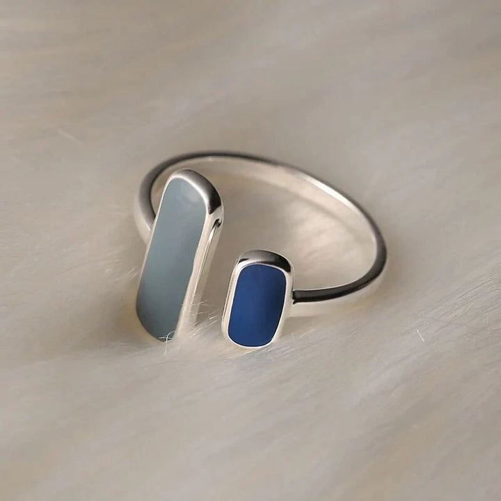 Silver Ring Set with a Blue Stone