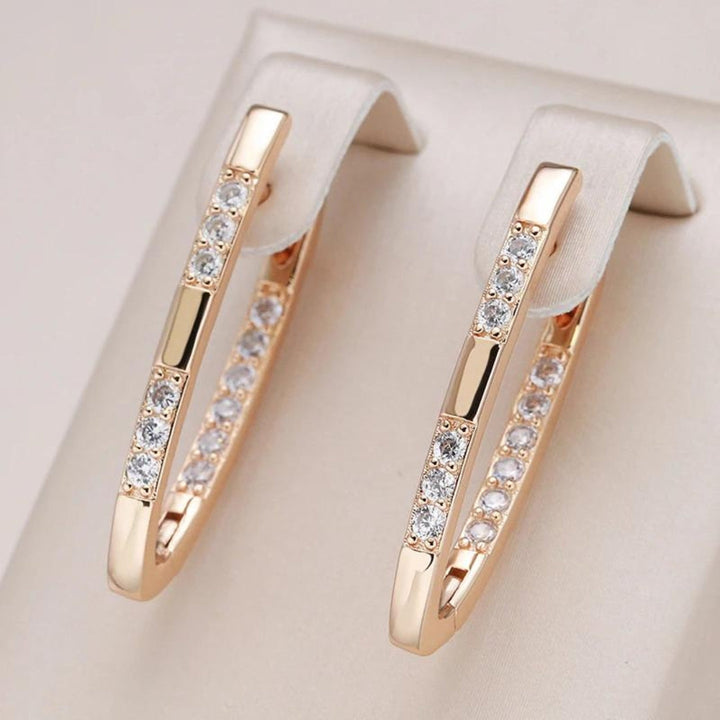 Elegant Gold Earrings with Zirconium