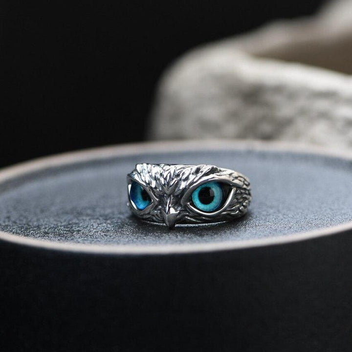 Adjustable Silver and Opal Lucky Owl Ring