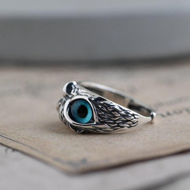 Adjustable Silver and Opal Lucky Owl Ring
