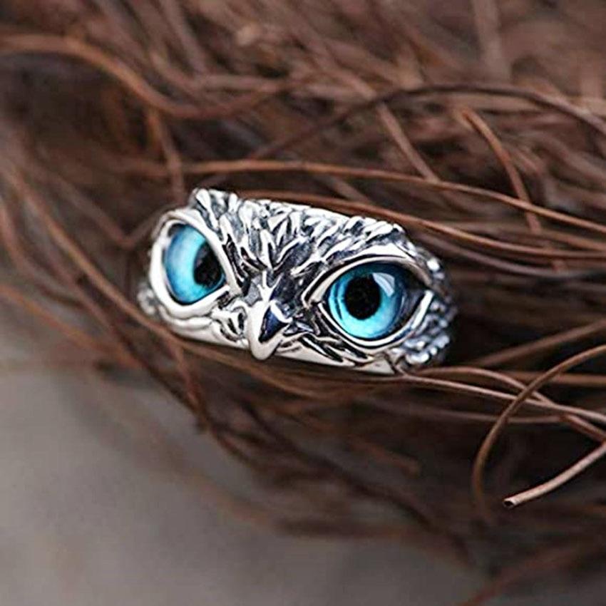 Adjustable Silver and Opal Lucky Owl Ring
