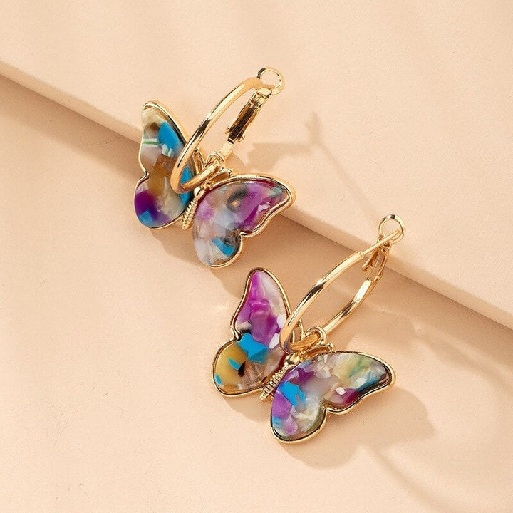 Butterfly-shaped earrings, hand-painted in enamel crystal