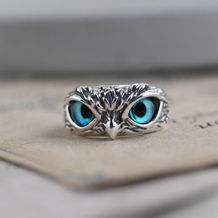 Adjustable Silver and Opal Lucky Owl Ring