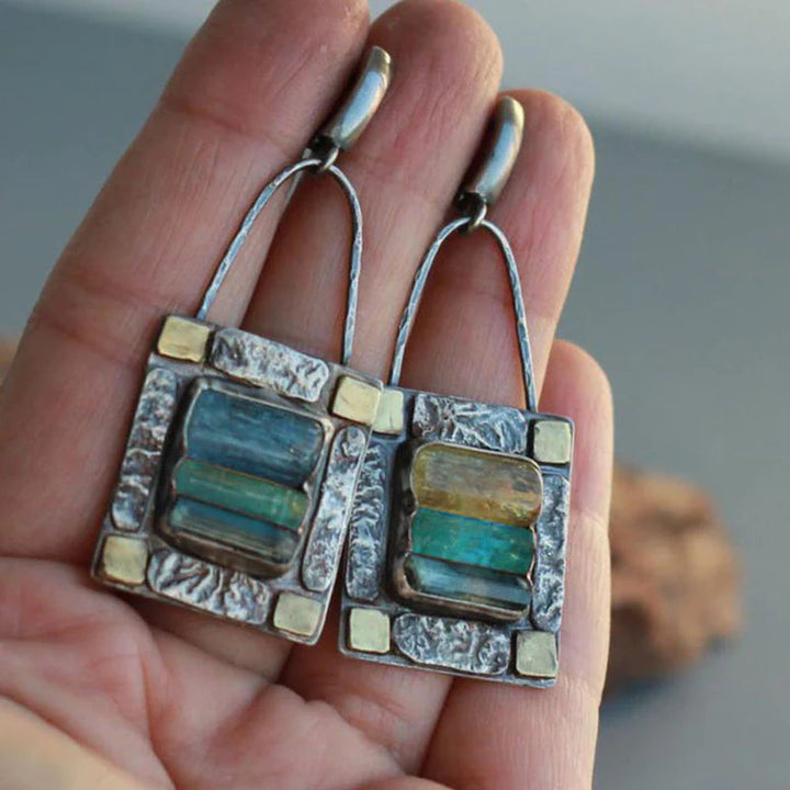 Green and Blue Crystal Earrings