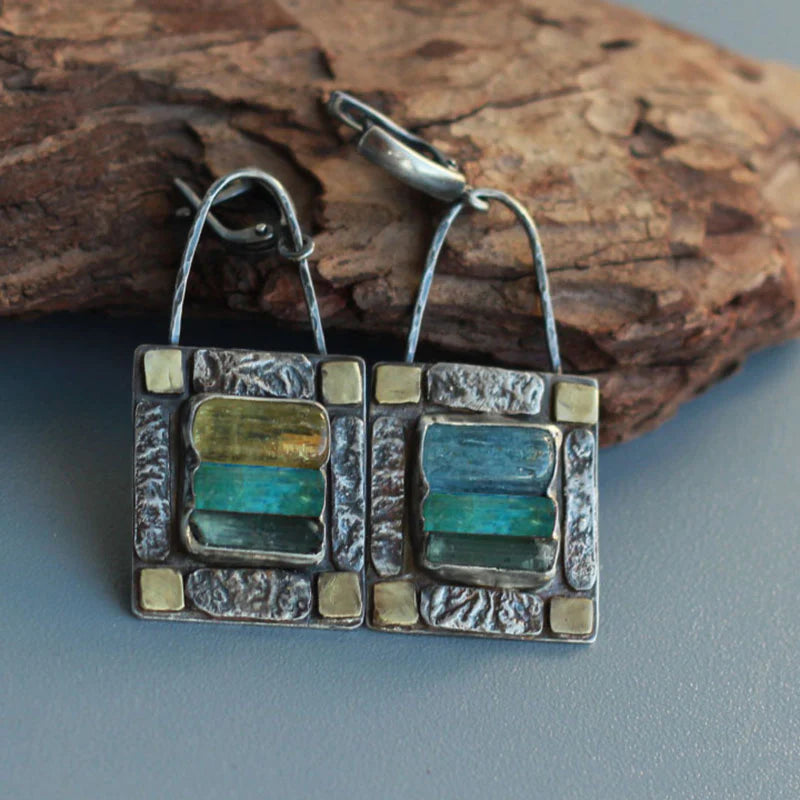 Green and Blue Crystal Earrings