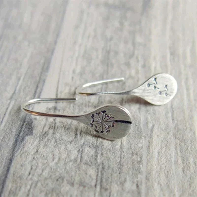 Sterling Silver 925 Dandelion Leaf Earrings