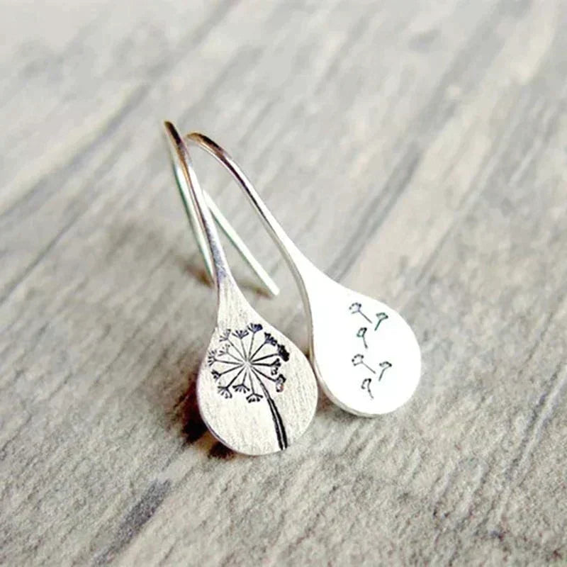 Sterling Silver 925 Dandelion Leaf Earrings