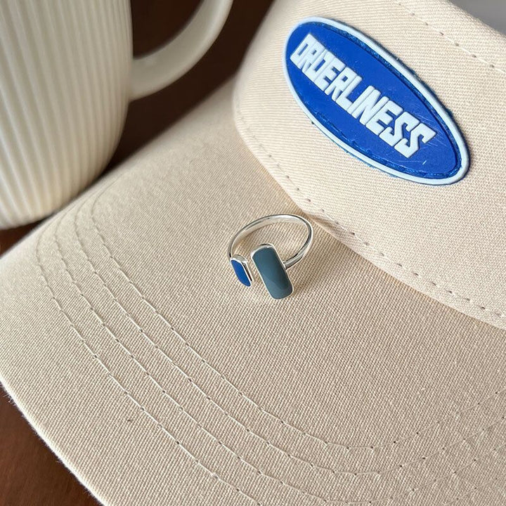 Silver Ring Set with a Blue Stone