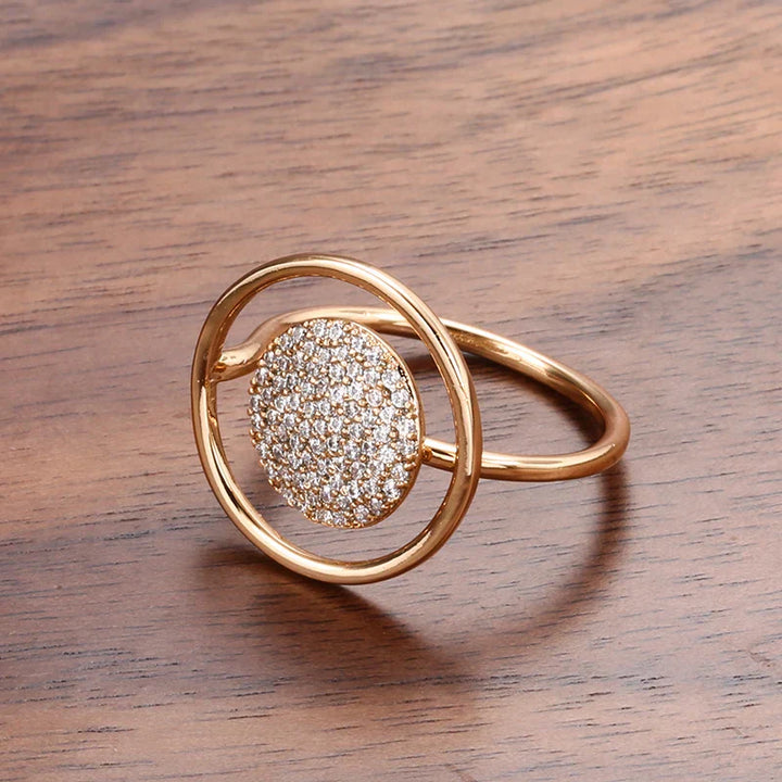 Unique women's ring with a full zirconium coating, rose gold 585