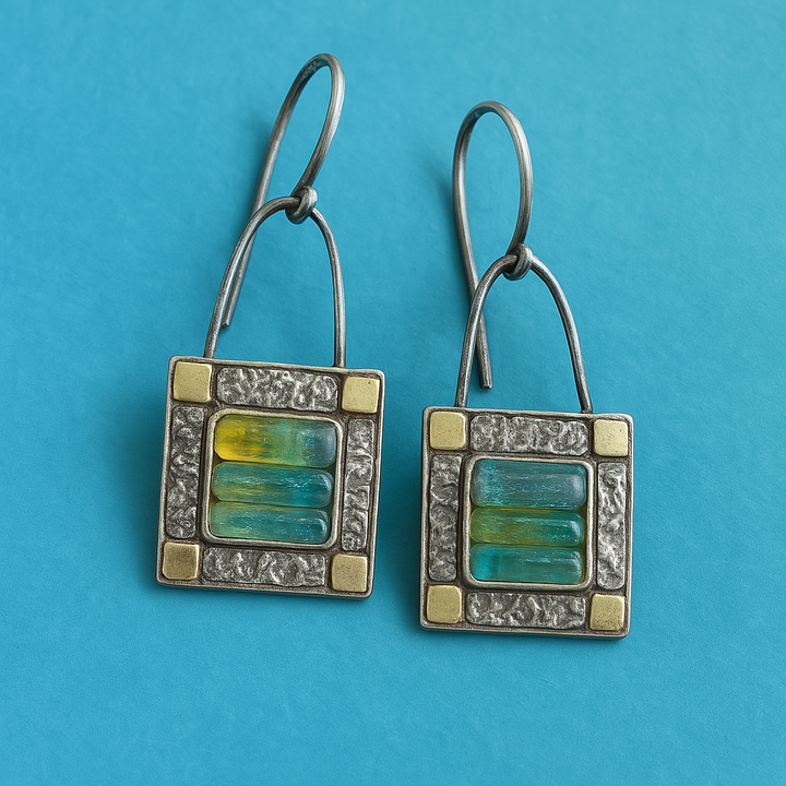 Green and Blue Crystal Earrings
