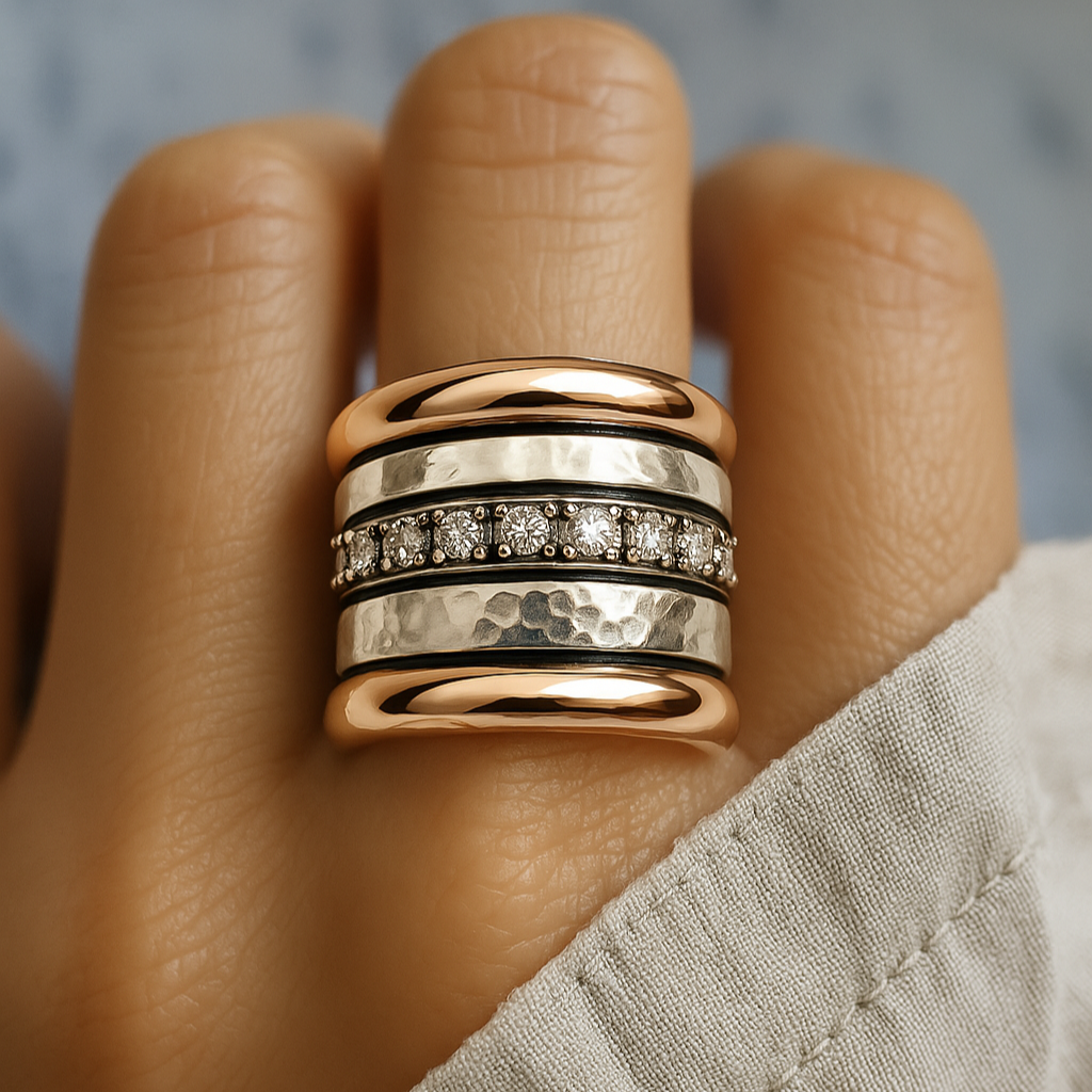Thick Gold Layered Ring in Vintage Style