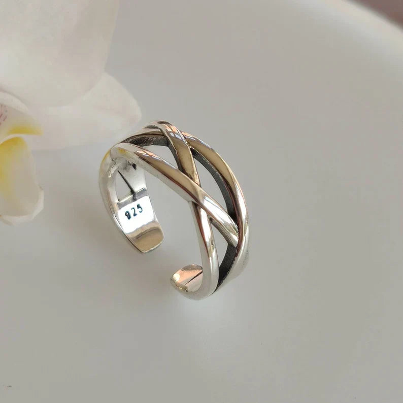 Adjustable Thick Silver Ring