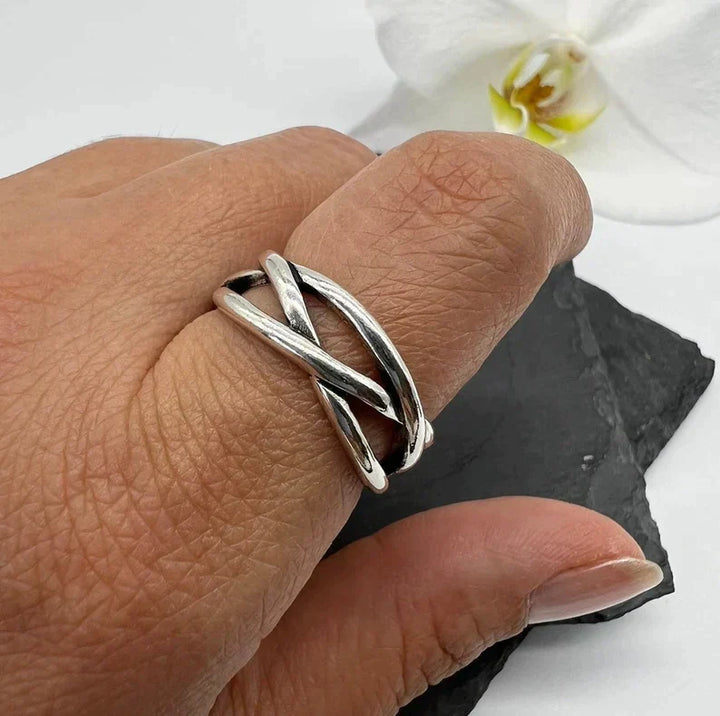 Adjustable Thick Silver Ring