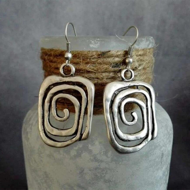 Boho Spiral Silver Earrings