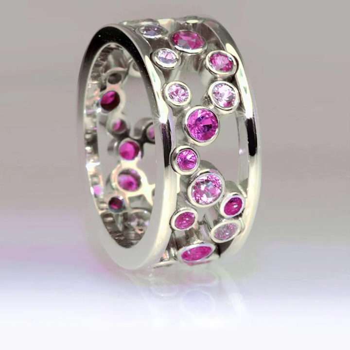 Silver Ring Set with Embedded Zircon