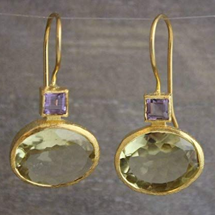 Gold Vintage Green Crystal Earrings