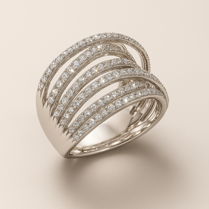 Vintage Layered Silver Ring with Zirconia