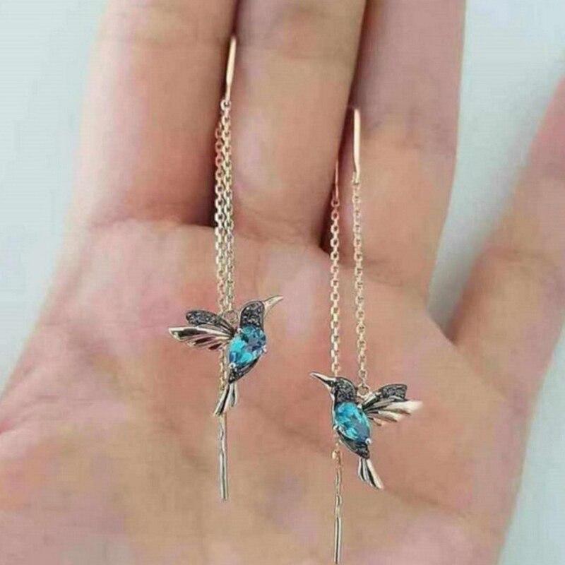 Hummingbird Earrings in Zirconium and Enamel